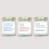 Personalized Bundle - Thumbs Up, Camera On and Mute Mic Soy Candles