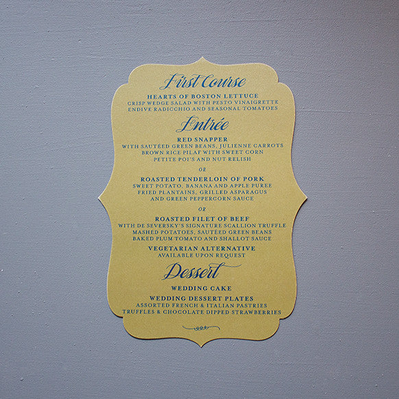 Vintage Wedding Menu Cards, Bracket Shape