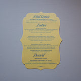 Vintage Wedding Menu Cards, Bracket Shape