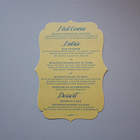 Menu, Vintage Die Cut