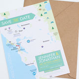 Napa Wedding Map Save the Date, Custom
