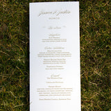 Silver and Gold Wedding Menu, Thermography